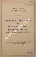 Working Time Table of Passenger Trains - Section H, Birmingham District; Banbury, Birmingham, Wolverhampton and branches 15th September, 1958 to 14th June, 1959 by British Railways Western Region